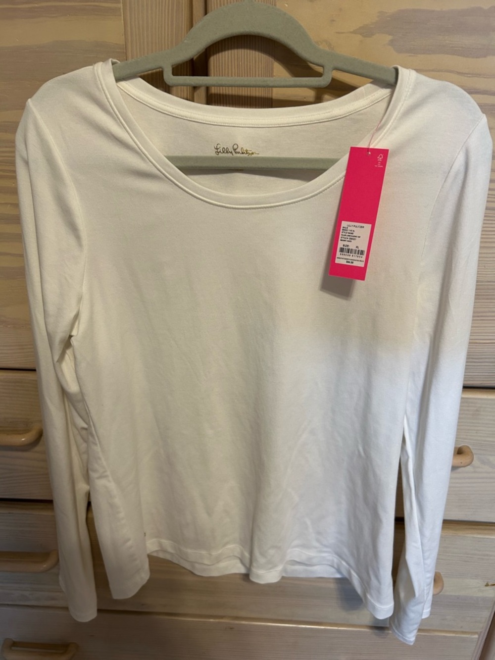 Lilly Pulitzer Cream Long-Sleeve Scoop Neck Tee